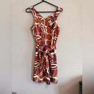 Banana Republic Graphic Swirl v-neck midi Dress -‎ size 6; EUC!